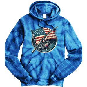 Bass Fishing Fish American Flag Patriotic Fourth Of July Gift Tie Dye Hoodie