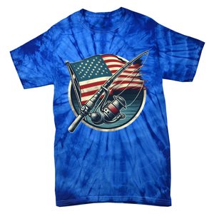 Bass Fishing Fish American Flag Patriotic Fourth Of July Gift Tie-Dye T-Shirt