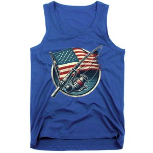 Bass Fishing Fish American Flag Patriotic Fourth Of July Gift Tank Top