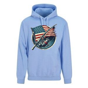 Bass Fishing Fish American Flag Patriotic Fourth Of July Gift Unisex Surf Hoodie