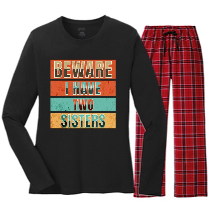 Beware Funny Family Women's Long Sleeve Flannel Pajama Set 