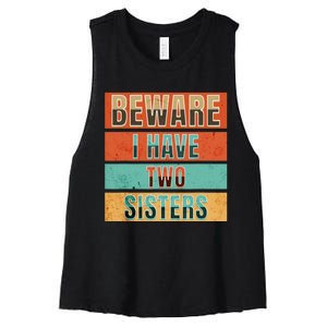 Beware Funny Family Women's Racerback Cropped Tank