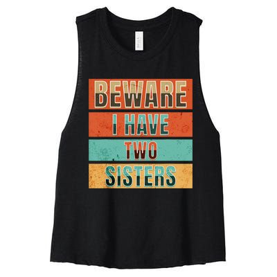 Beware Funny Family Women's Racerback Cropped Tank