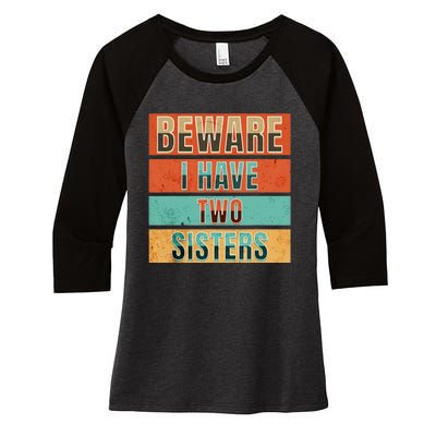 Beware Funny Family Women's Tri-Blend 3/4-Sleeve Raglan Shirt