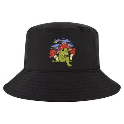 Book Fan Frog with Mushroom Hat Cottagecore Goblincore Cool Comfort Performance Bucket Hat