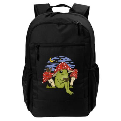 Book Fan Frog with Mushroom Hat Cottagecore Goblincore Backpack