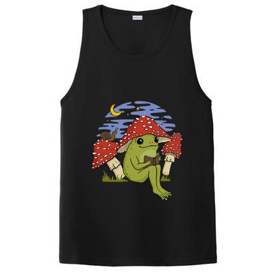 Book Fan Frog with Mushroom Hat Cottagecore Goblincore PosiCharge Competitor Tank