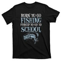 Born Fishing Forced To School Funny Bass Fish FishermanShort Sleeve T-Shirt