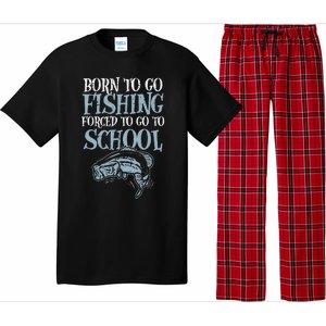 Born Fishing Forced To School Funny Bass Fish FishermanShort Sleeve Pajama Set