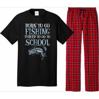 Born Fishing Forced To School Funny Bass Fish FishermanShort Sleeve Pajama Set