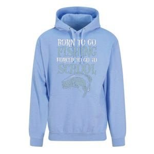 Born Fishing Forced To School Funny Bass Fish FishermanShort Sleeve Unisex Surf Hoodie