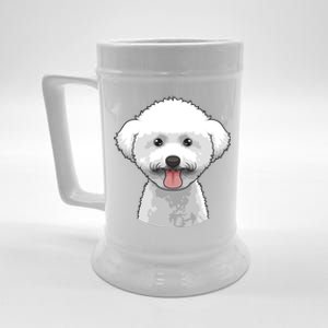 Bichon Frise Face Cute Bichon Frise Dog Funny Design Funny Gift Beer Stein