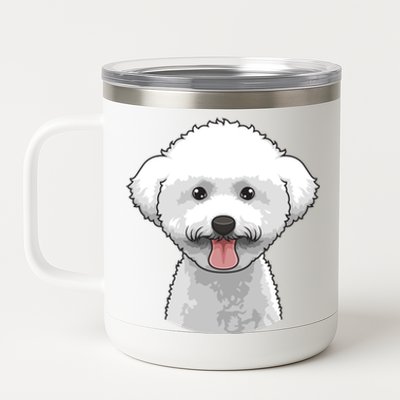 Bichon Frise Face Cute Bichon Frise Dog Funny Design Funny Gift 12 oz Stainless Steel Tumbler Cup