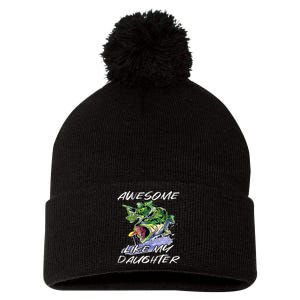 Bass Fishing Father's Day Awesome Like My Daughter Pom Pom 12in Knit Beanie