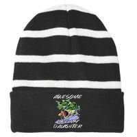 Bass Fishing Father's Day Awesome Like My Daughter Striped Beanie with Solid Band