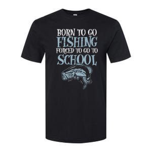 Born Fishing Forced To School Funny Bass Fish Fisherman Softstyle CVC T-Shirt