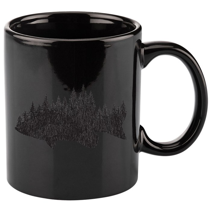 Bass Fishing Forest Largemouth Smallmouth Fisherman 11oz C Handle Ceramic Mug