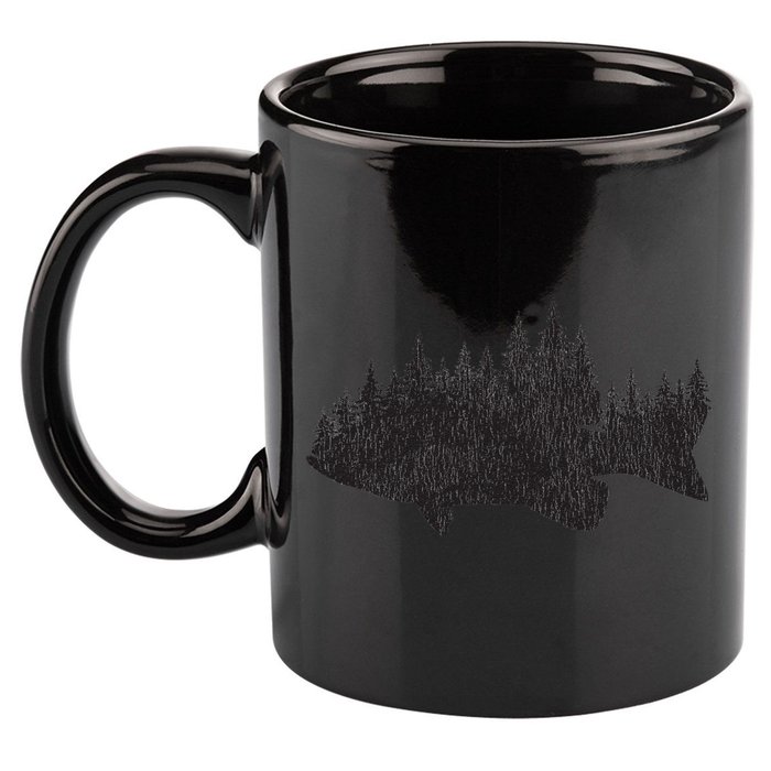 Bass Fishing Forest Largemouth Smallmouth Fisherman 11oz C Handle Ceramic Mug