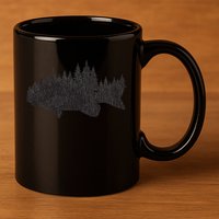 Bass Fishing Forest Largemouth Smallmouth Fisherman 11oz C Handle Ceramic Mug