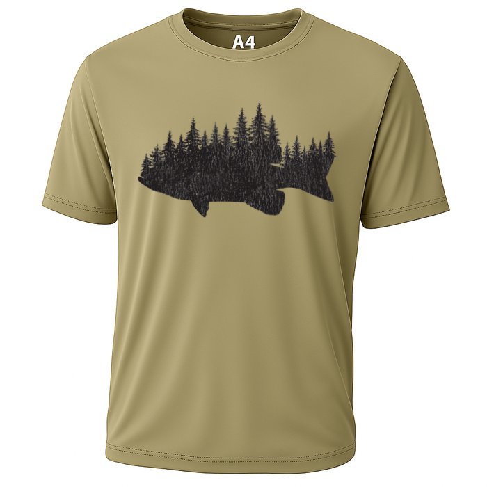Bass Fishing Forest Largemouth Smallmouth Fisherman Cooling Performance Crew T-Shirt