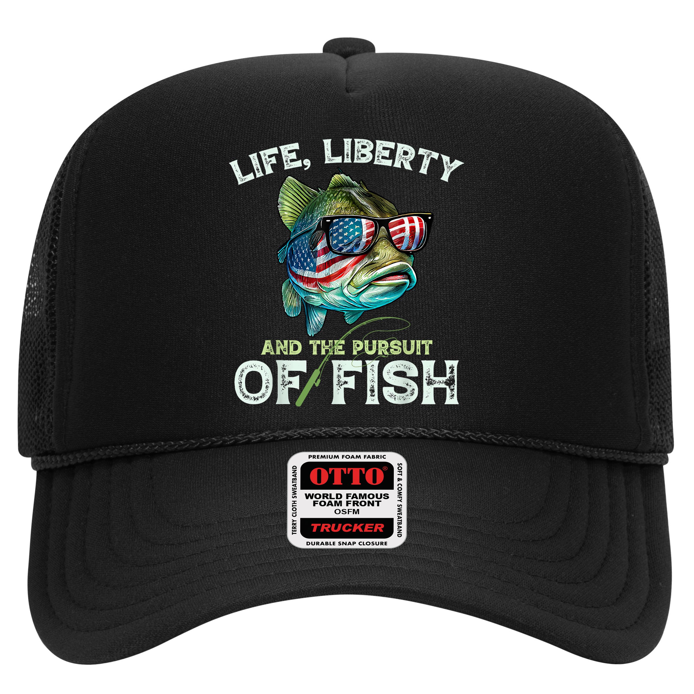 Bass Fish Fishing 4th Of July Fourth American Flag Bass Dad Hat
