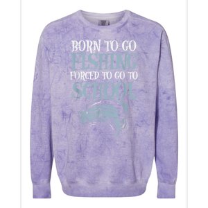 Born Fishing Forced To School Funny Bass Fish Fisherman Boy.s Colorblast Crewneck Sweatshirt