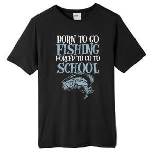 Born Fishing Forced To School Funny Bass Fish Fisherman Boy.s Tall Fusion ChromaSoft Performance T-Shirt