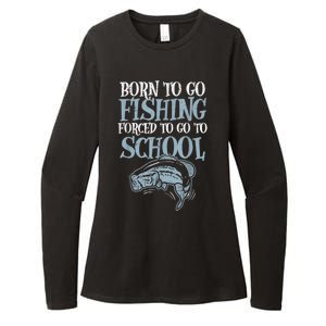 Born Fishing Forced To School Funny Bass Fish Fisherman Boy.s Womens CVC Long Sleeve Shirt