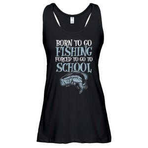 Born Fishing Forced To School Funny Bass Fish Fisherman Boy.s Ladies Essential Flowy Tank