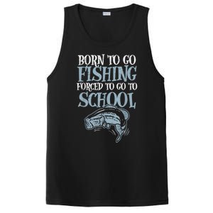 Born Fishing Forced To School Funny Bass Fish Fisherman Boy.s PosiCharge Competitor Tank