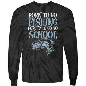 Born Fishing Forced To School Funny Bass Fish Fisherman Boy.s Tie-Dye Long Sleeve Shirt