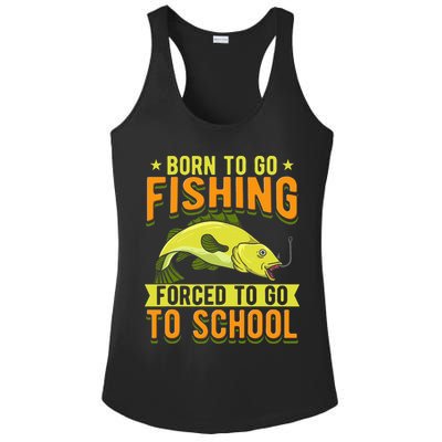 Born Fishing Forced To Go School Funny Fish Ladies PosiCharge Competitor Racerback Tank