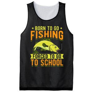 Born Fishing Forced To Go School Funny Fish Mesh Reversible Basketball Jersey Tank