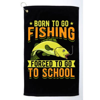 Born Fishing Forced To Go School Funny Fish Golf Towel