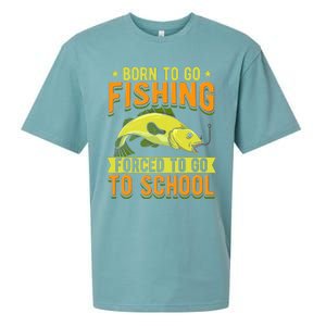 Born Fishing Forced To Go School Funny Fish Sueded Cloud Jersey T-Shirt