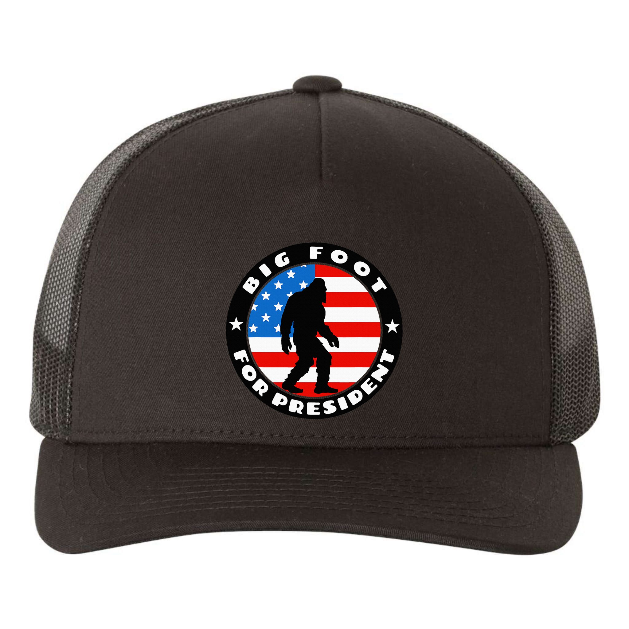 Big Foot For President Usa Flag Sasquatch Silhouette Yupoong Adult 5-Panel Trucker Hat