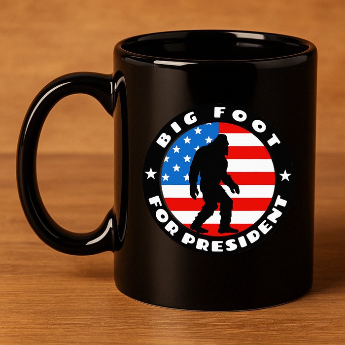 Big Foot For President Usa Flag Sasquatch Silhouette 11oz C Handle Ceramic Mug