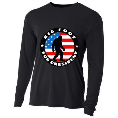 Big Foot For President Usa Flag Sasquatch Silhouette Cooling Performance Long Sleeve Crew