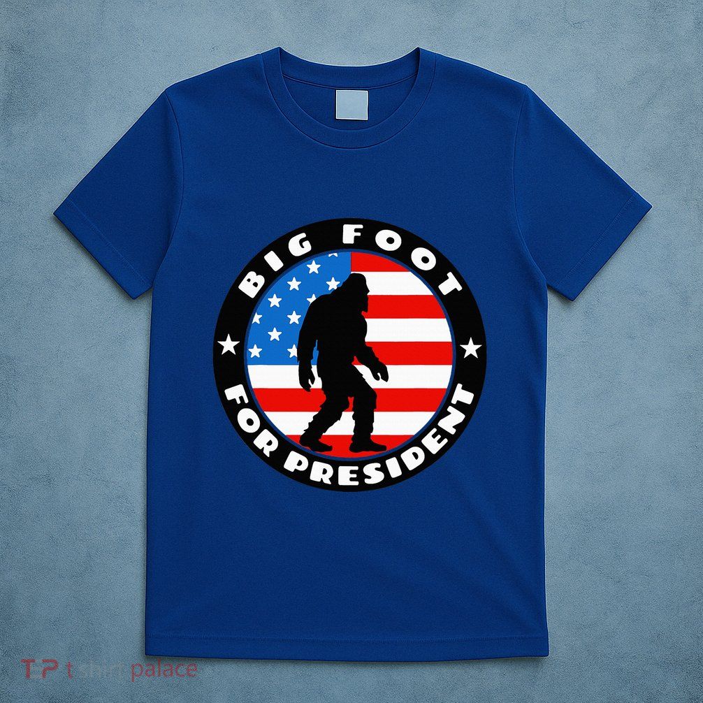 Big Foot For President Usa Flag Sasquatch Silhouette T-Shirt