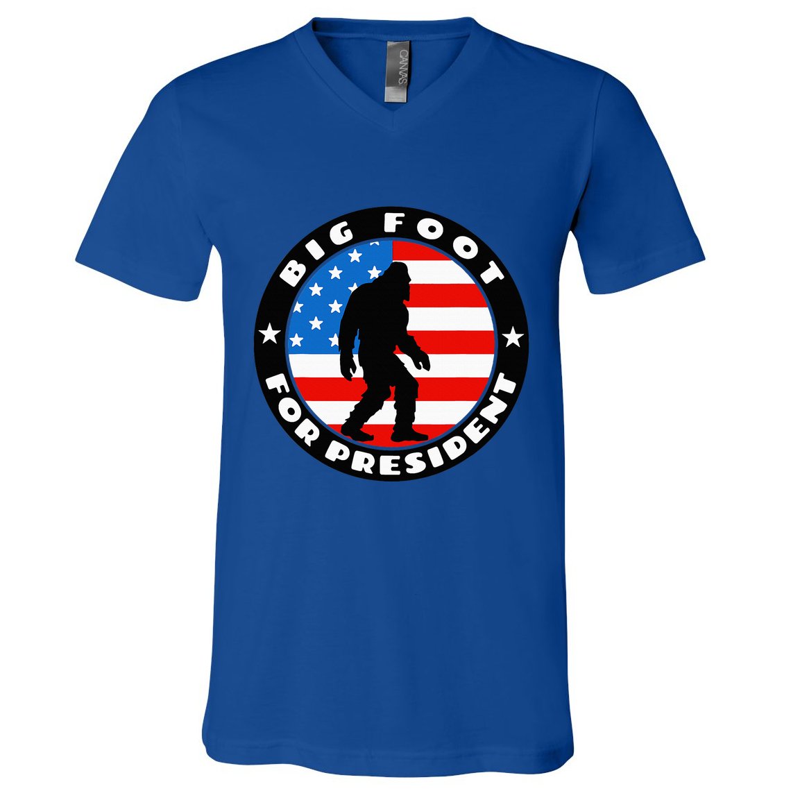 Big Foot For President Usa Flag Sasquatch Silhouette V-Neck T-Shirt