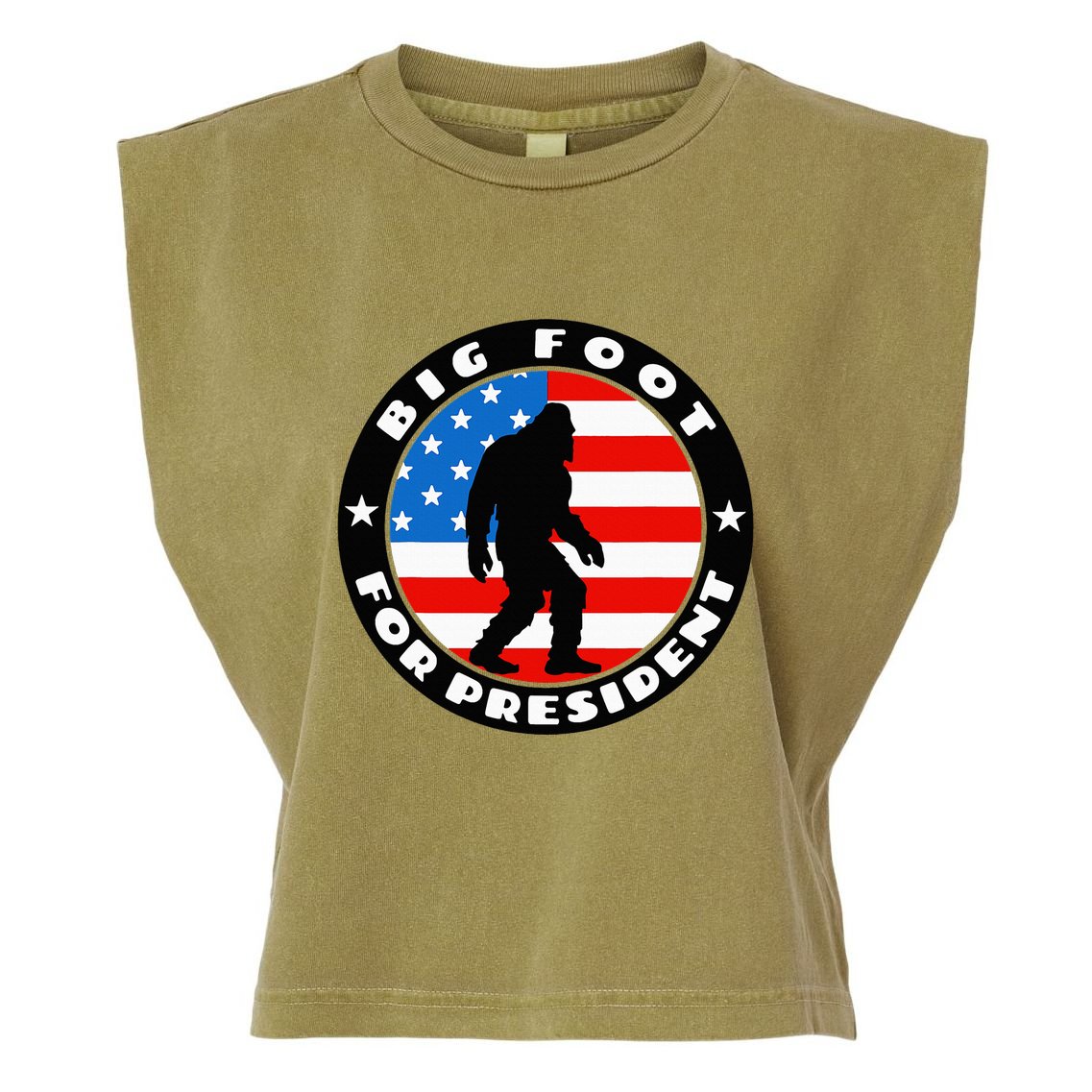 Big Foot For President Usa Flag Sasquatch Silhouette Garment-Dyed Women's Muscle Tee