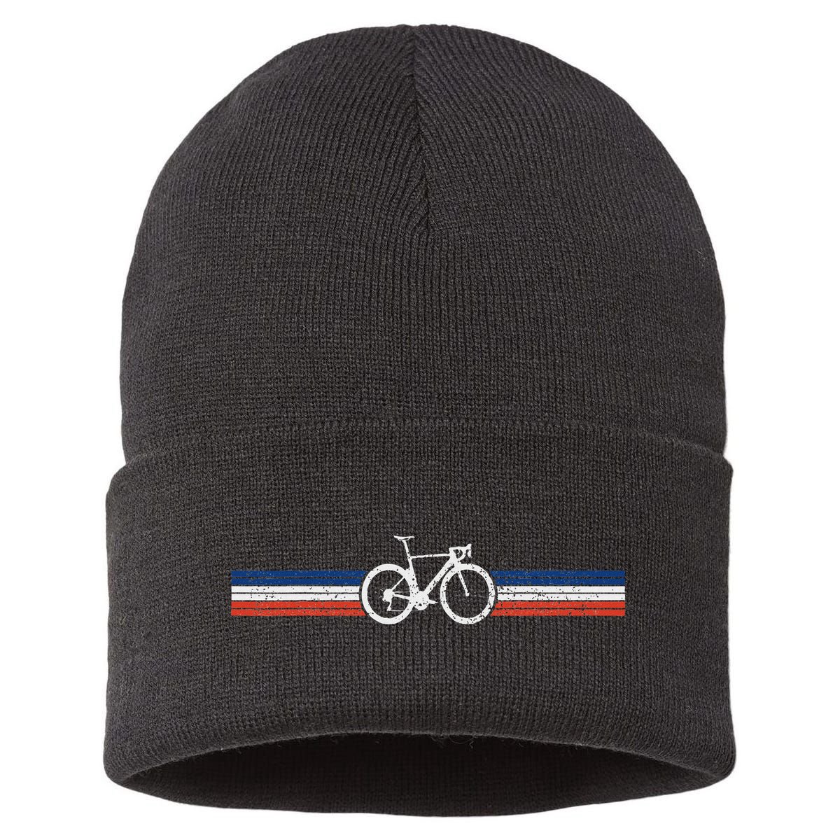 Bicycle France Flag Road Bike Cyclist Sustainable Knit Beanie