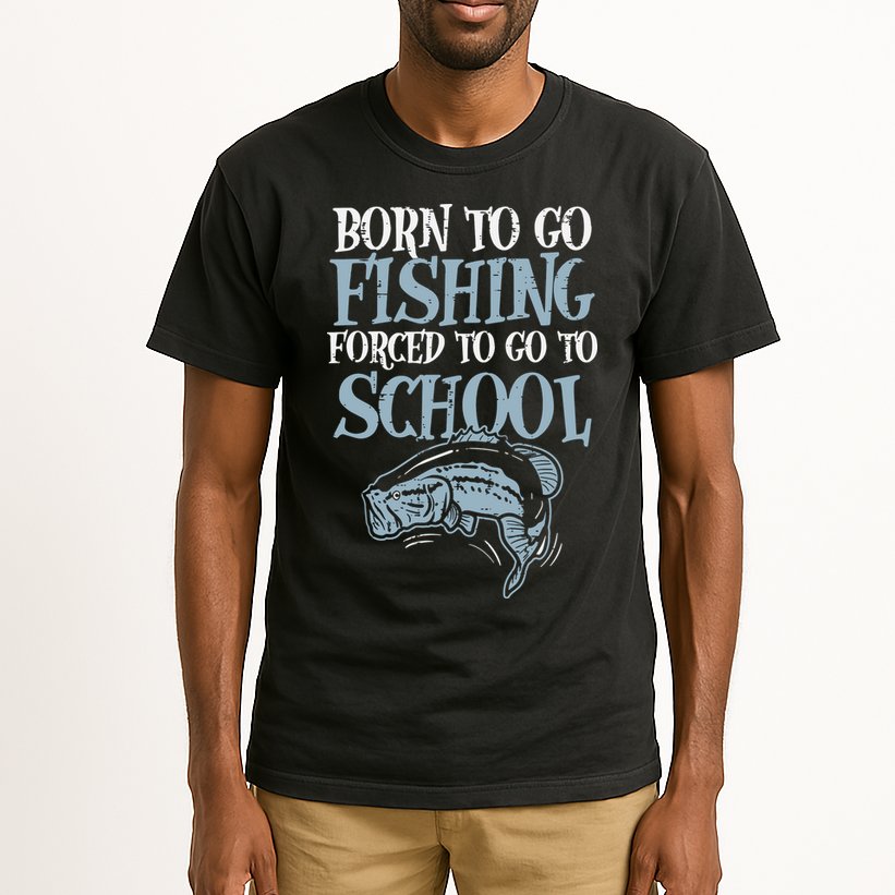 Born Fishing Forced To School Funny Bass Fish Fisherman Tall T-Shirt