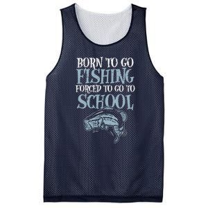 Born Fishing Forced To School Funny Bass Fish Fisherman Mesh Reversible Basketball Jersey Tank