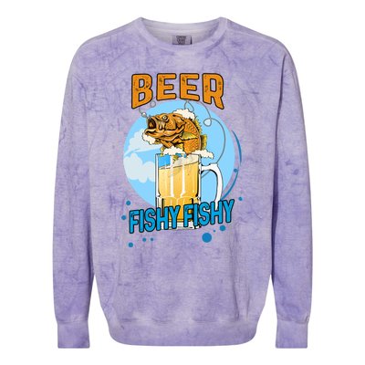 Beer Fishy Fishy Beer Fish Lover Funny Blue Sky Colorblast Crewneck Sweatshirt