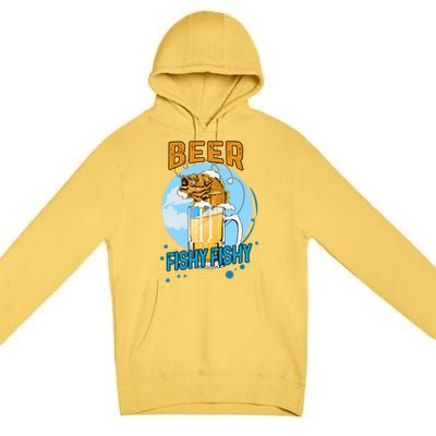 Beer Fishy Fishy Beer Fish Lover Funny Blue Sky Premium Pullover Hoodie