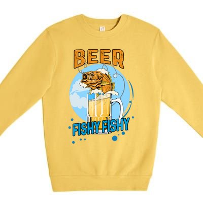 Beer Fishy Fishy Beer Fish Lover Funny Blue Sky Premium Crewneck Sweatshirt