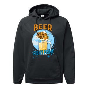 Beer Fishy Fishy Beer Fish Lover Funny Blue Sky Performance Fleece Hoodie