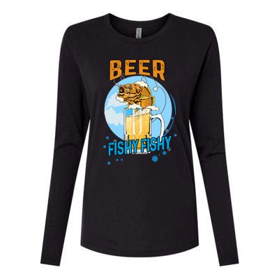 Beer Fishy Fishy Beer Fish Lover Funny Blue Sky Womens Cotton Relaxed Long Sleeve T-Shirt