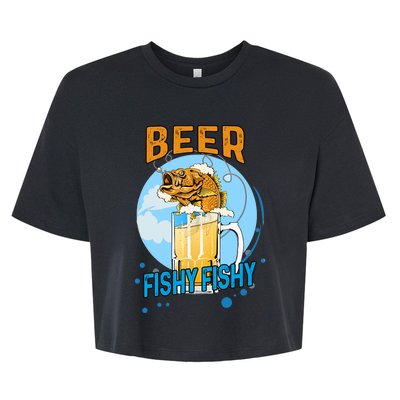 Beer Fishy Fishy Beer Fish Lover Funny Blue Sky Bella+Canvas Jersey Crop Tee